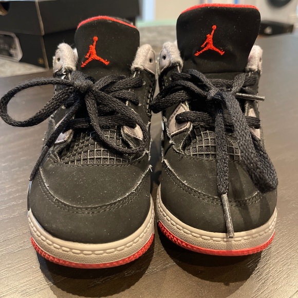 NIKE Air Jordan 4 Retro TD BRED (2019) BQ7670-060 Size 9c Good Condition No Box - Picture 3 of 10